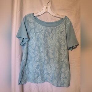 14/16 Sky Blue Floral Lace Women's Blouse